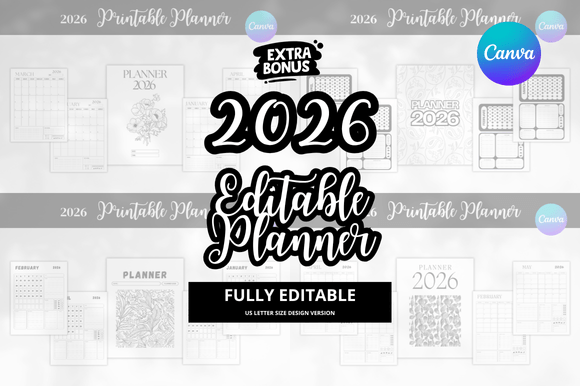 2026 + Bonus Planner Editable Bundle
