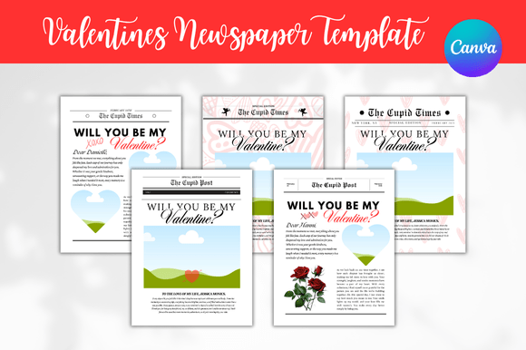 5 Valentines Newspaper Canva Bundle: Your Go-To for Editorial Style
