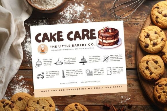 Cake Care Card Canva Template Editable: Elevate Your Bakery Branding