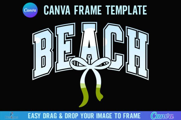 Checkered Beach Canva Frame: Coquette Bow Design