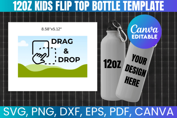 Create Fun Drinkware with a 12oz Flip Top Kids Water Bottle Template