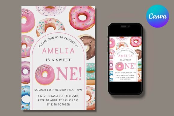 Donut 1st Birthday Sweet One Invitation: A Designer's Look