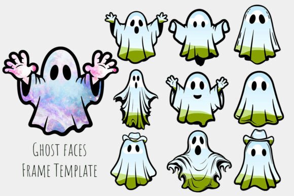 Ghost Faces Halloween Canva Frame: Your Spooky Design Shortcut