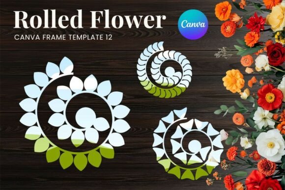 Rolled Paper Flower Canva Frame_12: Elevate Your Digital Design
